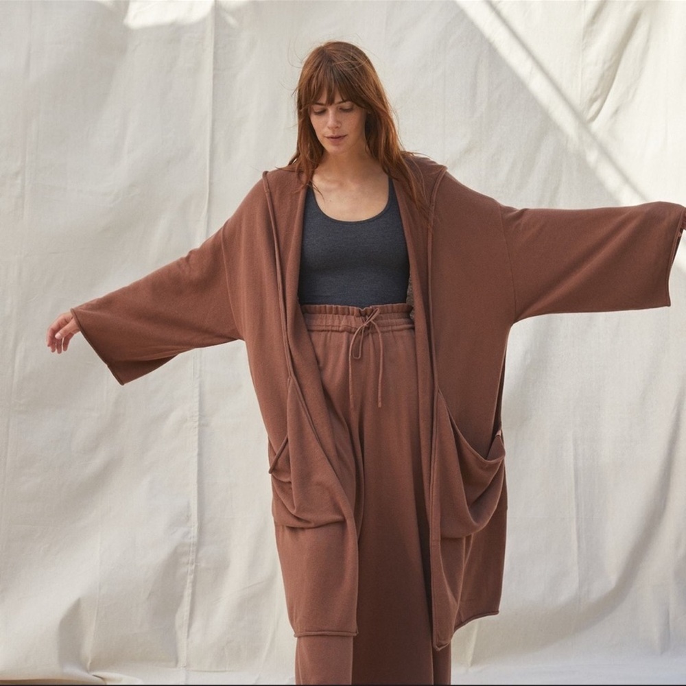 Lunya cotton silk oversized cardigan brown size medium